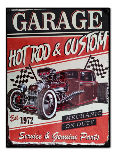 #778 - Cuadro Decorativo Vintage Garage Hot Rod Poster Auto