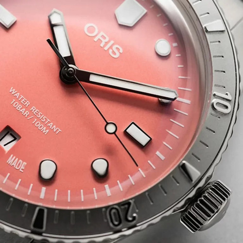 Reloj Oris Divers Sixty-five 73377714058-0781918 Unisex Color de la correa Plateado Color del bisel Plateado Color del fondo Rosa
