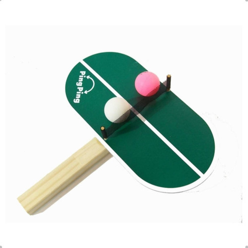 Juego Ping Pong Individual + 2 Pelotitas - Del Tomate Color Verde Tipo De Mango Madera