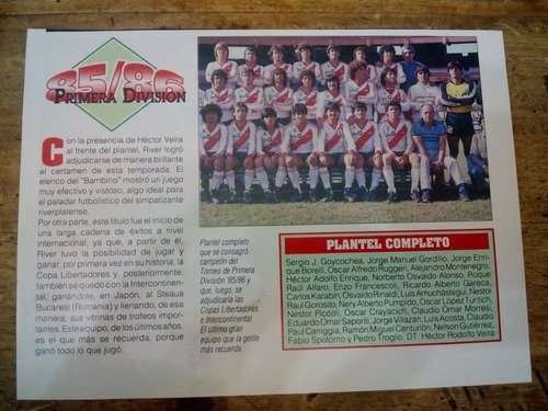 Recorte River Plate Equipo Año 1991 Y 85/86