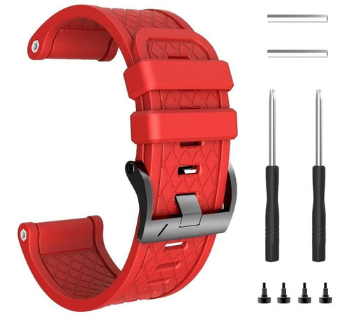 Malla 26 Mm Para Garmin Fenix 2 Roja