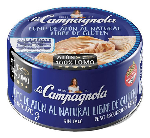 Lomo De Atún Al Natural La Campagnola 170 G X 6 Latas