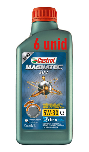 Kit Óleo Motor Castrol Magnetec Suv 5w30 C3 Sintetico 6 Unid