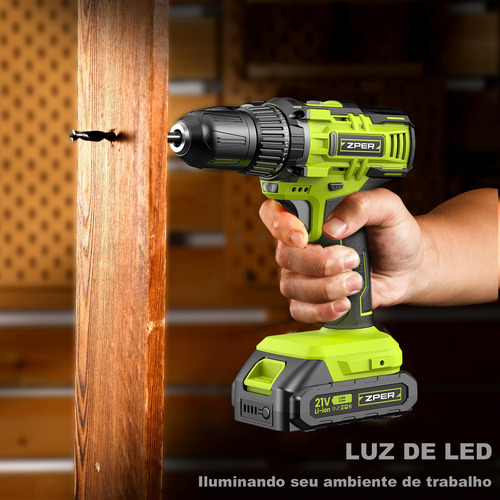 Zper Parafusadeira Furadeira De Impacto Profissional 21v