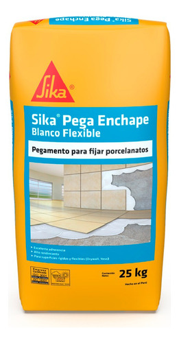 Pegamento De Porcelanatos Sika Pega Enchape Blanco Flexible