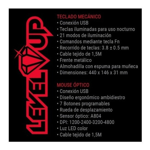 Combo Teclado Mecânico e Kit Óptico de Mouse Gamer Up Level Up