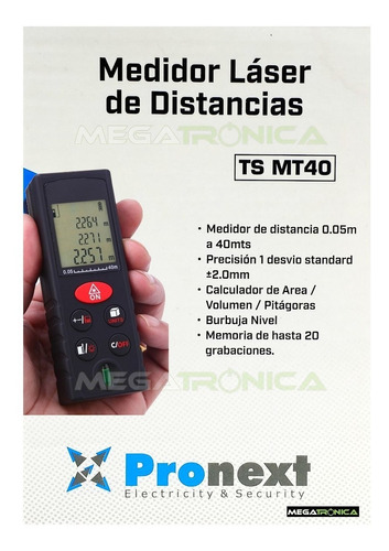 Medidor Distancias Laser Ts Mt40 0.05 A 40mts + Area Vol Pit