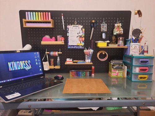 Imagen 2 de 9 de Organizador De Pared Madera Negro Con Accesorios 100x58,5