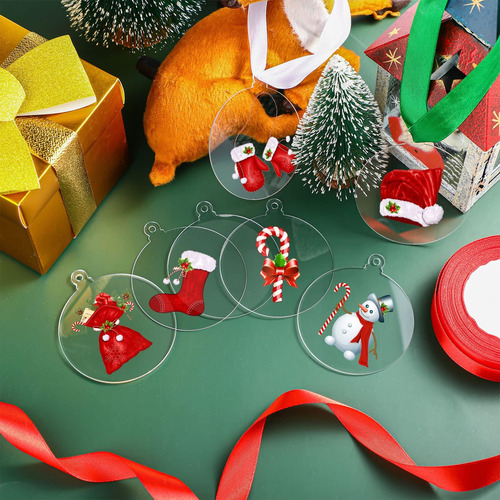 Adornos Acrílicos De Navidad De Macarrie 100 Pcs En Blanco A