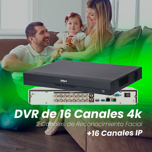 Kit Cronos Dvr Dahua Xvr5216an-4kl-p500 16 Canales 4k Wizsense +hdd 500gb H.265+ 2 Bahías De Disco Duro 16 Ch Hdcvi + 16 Ip Hasta 32 Ip)/ 2 Canales Reconocimiento Facial Funciones Xvr5216an Cctv