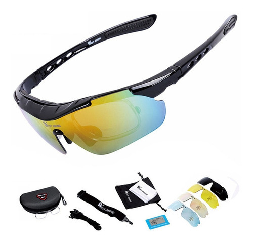 Kit de gafas de sol para bicicleta de montaña de 5 velocidades, protección UV400, marco de protección UV400, color negro, diseño de bicicleta occidental