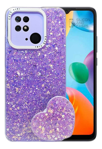 Carcasa Para Xiaomi Redmi 10c Glitter Incluye Pop Socket