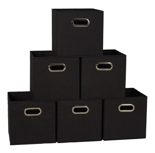 Household Organizadores Set6 Cubos Almacenamiento Ropa Negro