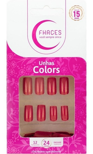 Unhas Postiças Fhaces Colors - 24und C/12 Tamanhos Cor Discretamente Fashion