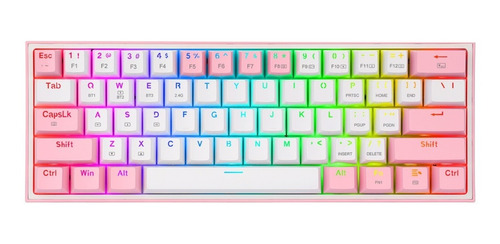 Teclado Bluetooth Redragon Fizz Pro K616 Blanco Rosa Red Rgb