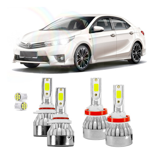 Kit Ultra Led Alta E Baixa Toyota Corolla 15/19 20000 Lúmens