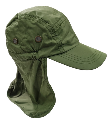 Gorra Visera Cubre Nuca Verde Ajustable Caza Pesca Camping