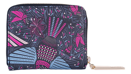 Cartera Chica Saffiano Pineda Covalin Diseño Colibrí Negro/rosa