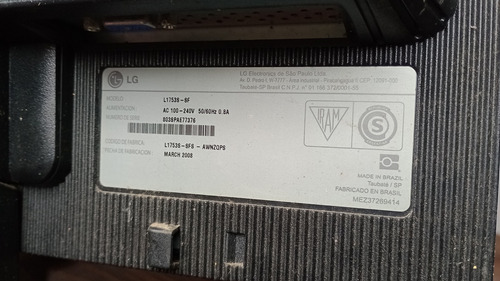 Monitor Lg Flatron L1753s -sf Perfecto Funcionamiento! Gris (Usado)