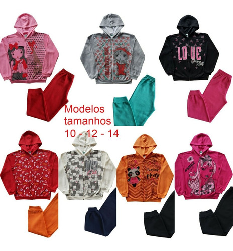 3 Conjunto Moletom Infantil Menina Menino Inverno Atacado