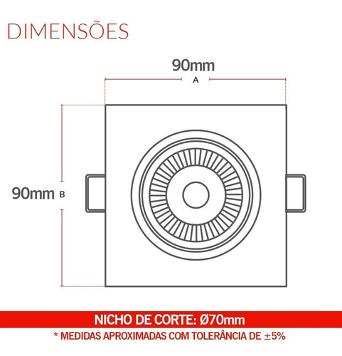 Imagem 4 de 7 de Spot Led Quadrado Supimpa Bivolt 5w Luz Amarela Avant 5 Uni.
