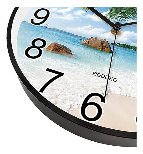 Reloj De Pared Sin Tictac, Gran Número, Costero, Playa, Func