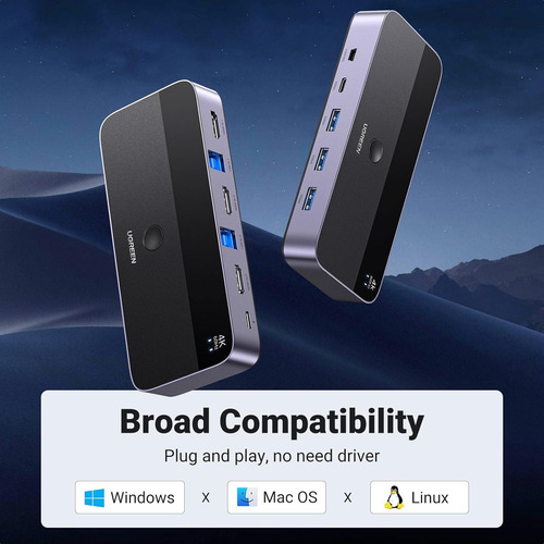 Conmutador Kvm Hdmi Usb 3.0 Ugreen Para 2 Pc X3 Usb A Y C 4k
