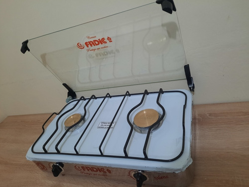 Cocina 2 Hornillas De Mesa 100% Acero Inox Con  Tapa Vidrio