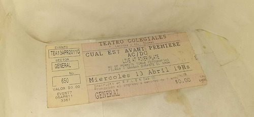 Ac/dc Love Ay River Plate Teatro Colegiales Entrada 