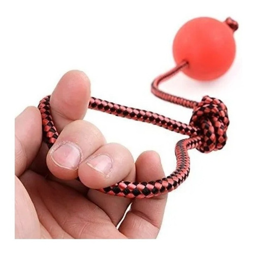 Imagen 2 de 6 de Pelota Maciza De Goma Fuerte Para Perro Con Cuerda Ø5cm