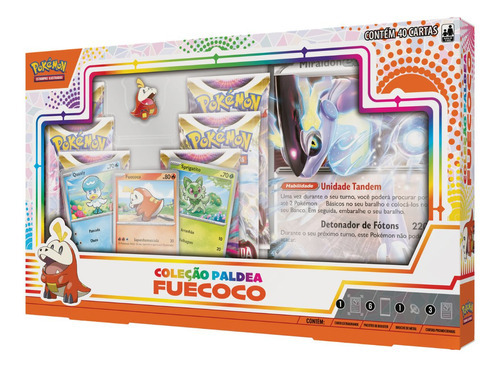 Box Pokémon Coleção Paldea Com 40 Cartas Raras