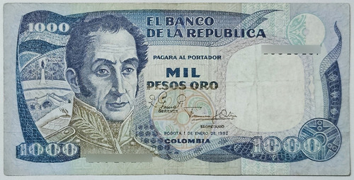 Billete 1000 Pesos 01/ene/1982 Colombia Vf