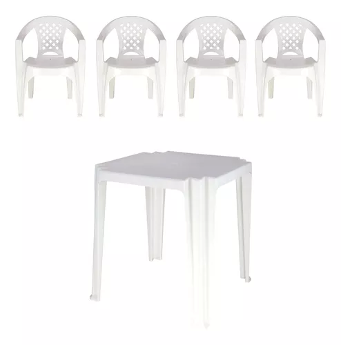 Conjunto de Mesa e Cadeiras Tramontina Tambaú Iguape - Branco