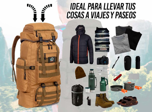 Imagen 6 de 10 de Mochila Mochilero Discovery Adventure Camping 70 + 10 Lts