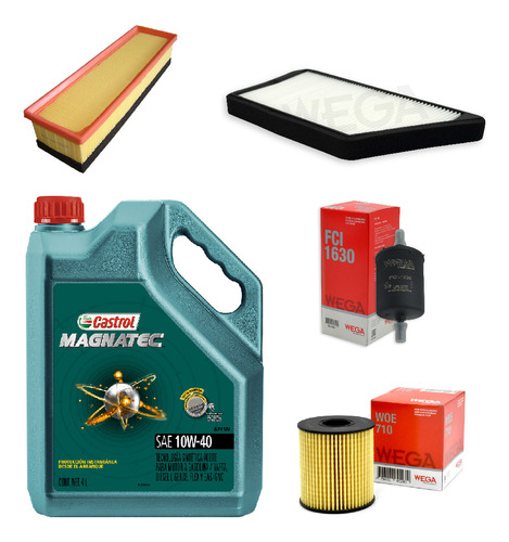 Kit 4 Filtros + 4l Aceite Castrol 10w40 Peugeot 207 1.4