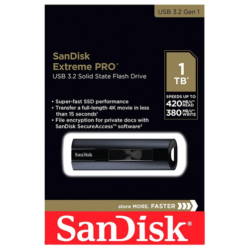 Imagen 6 de 6 de Pendrive Sandisk Extreme Pro 1 Tb Usb 3.2 420mb/s Ssd Negro Sdcz880-1t00-gam46