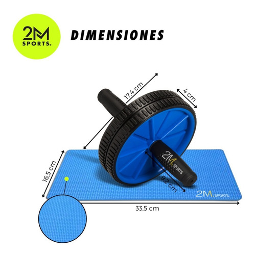 Imagen 2 de 10 de Kit Set Entrenamiento Rueda Abdominales + Soga Saltar Gym