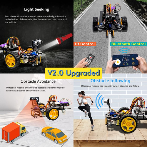 Kit De Chasis De Coche Robot Inteligente 2wd Módulo Ultrasón