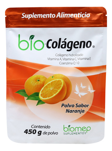Bio-colageno Polvo Sabor Naranja Bolsa 450 G Biomep