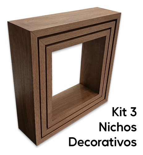 Kit 3 Nichos 100% Mdf Amadeirado Quarto E Sala Decoração