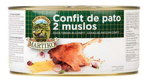Martiko Confit De Pato De Nevara 2 Muslos Lata De 870g