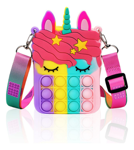 Civan Pequeño Bolso Pop, Monedero Pop De Unicornio Para Niñas Y Mujeres, Bolsa Pop Con Juguete De Unicornio Pop, Bolsa De Hombro, Juguetes Para La Ansiedad, Mochila Escolar De Silicona Para Niñas