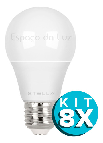 Kit 8 Lampada Led 9w E27 4000k Luz Neutra Stella -sth8235/40