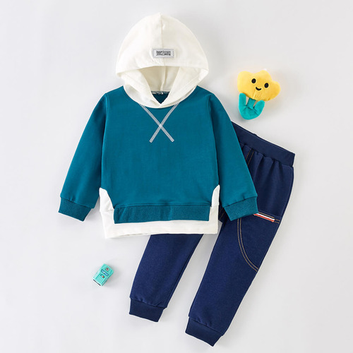 Conjunto De Sudadera Con Capucha Y Pantalón Para Niños Verde Oscuro 18-24 M