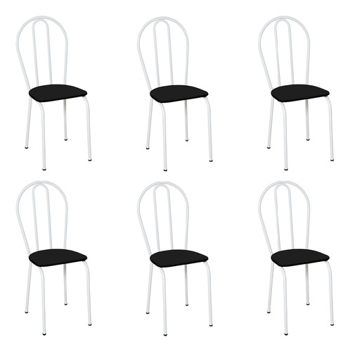 Kit 6 Cadeiras De Cozinha Texas Liso Preto