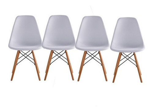 Pack De 4 Sillas Begônia Eames Paris Blanca Set Comedor