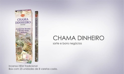 Imagem 2 de 3 de Incenso Indiano Hem Chama Dinheiro Cx.25un.8v. Super Oferta