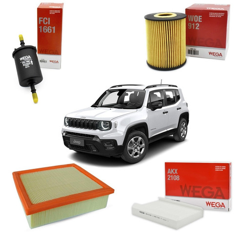 Kit De 4 Filtros Wega Jeep Renegade 1.8 Motor E-torq