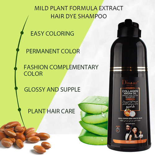 Shampoo Tinte Negro Para Cabello Barba Bigote