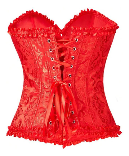Corset Overbust Brocato Importado Corset Lovers Rojo Xxs